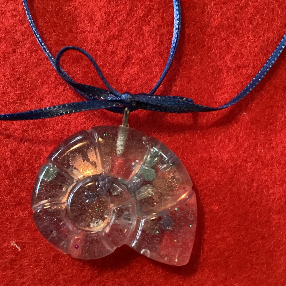 🎄Nautilus Shell ornament with Blue Ribbon